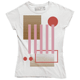 thumbnail image 1 of Abstract Geometric Shapes Lines Rectangles Circles In Red Pink And Orange T-Shirt, 1 of 4