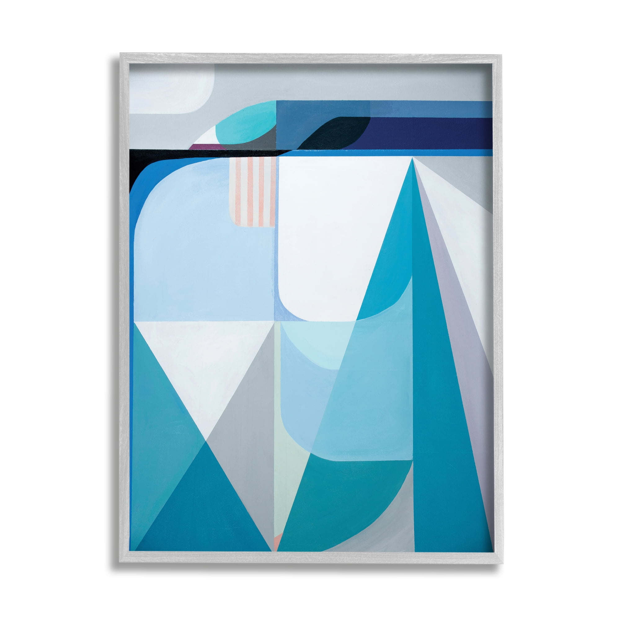 Stupell Industries Abstract Geometric Shapes Pop Blue White,16 x 20,Designed by Marion Griese