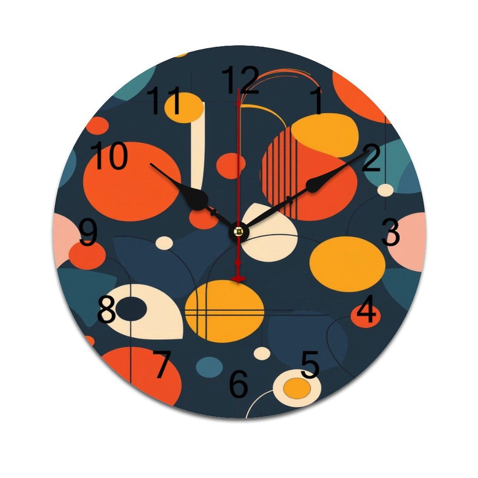 Abstract Geometric Shapes Round Wall Clock Modern Design Home Living