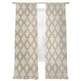 thumbnail image 1 of Abstract Geometric Sheer Curtains 2 Panels Set Modern Gold and Beige Retro Plaid Texture Sheer Window Curtains Light Filtering Rod Pocket Voile Drapes for Bedroom Living Room 52"X108", 1 of 8