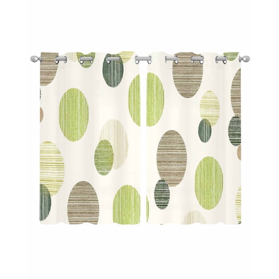 Abstract Geometric Sheer Curtains 45 Inch Length 2 Panels Set for Living Room/Bedroom, Farmhouse Vintage Polka Dot Green Kitchen Curtains Grommet Semi-Sheer Curtains Window Treatments 42"x45"x2