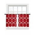 thumbnail image 1 of Abstract Geometric Sheer Curtains 45 Inch Long 2 Panels, White Twisted Lines Red Background Light Filtering Rod Pocket Semi Sheer Curtains, Sheer Voile Drapes for Living Room Bedroom, 52"x45", 1 of 5