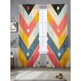 thumbnail image 1 of Abstract Geometric Sheer Curtains 84 Inches Long 2 Panels Blue Stripe National Style Vintage Light Filtering Semi Sheer Window Curtains Drapes for Bedroom Living Room 52"x84", 1 of 7