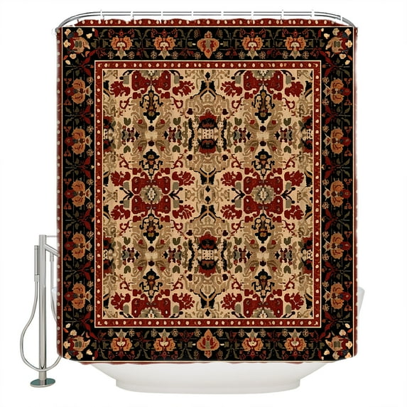 Abstract Geometric Shower Curtain, 66" x 72", Dots and Wireframe Flowers Waterproof Bathroom Curtain Washable Shower Curtain Set with 12 Hooks