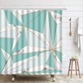 Abstract Geometric Shower Curtain Blue Gold Triangle Striped Tile