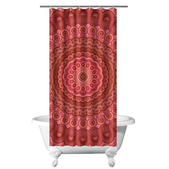 Abstract Geometric Shower Curtain, Colorful Dreamy Fantasy Floral Indian Zen Spiritual Bathroom Drape 36x72 Inch Premium Polyester with 12 Hooks