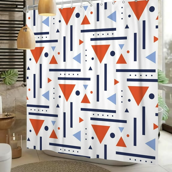 Abstract Geometric Shower Curtain Colorful Geometric Abstract Boho Orange Triangle, Modern Minimalist Boho Art Bathroom Decor Waterproof Fabric Bath Curtain 60x72 inch