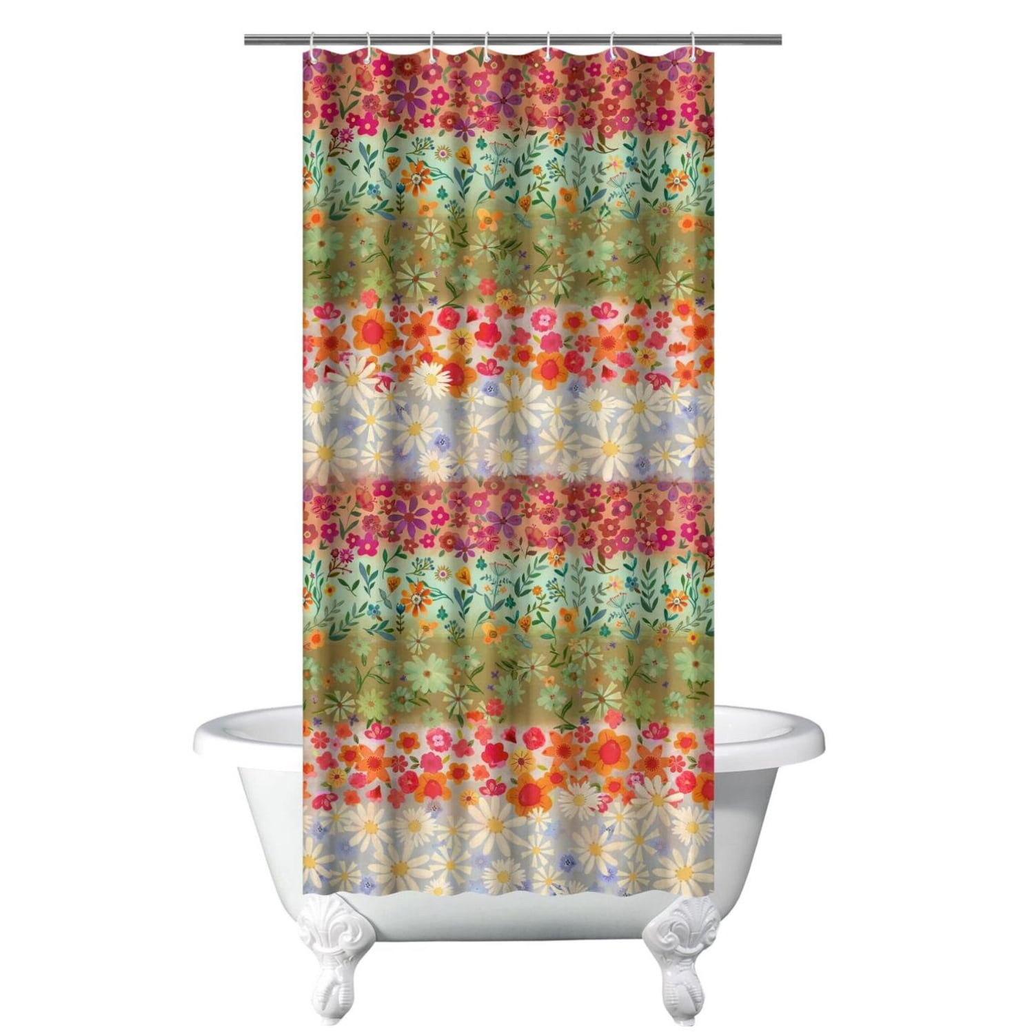 Abstract Geometric Shower Curtain, Plaid Stripes Rustic Style Waterproof Drapes