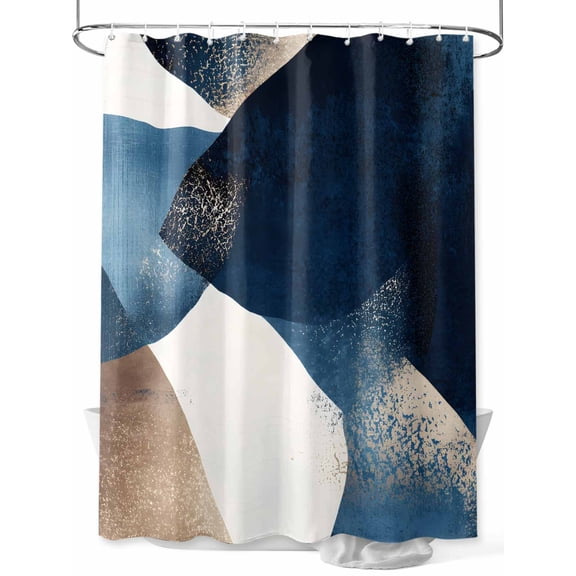 Abstract Geometric Shower Curtain Set ,Waterproof Fabric Shower Curtains Dynamic Blue Gold Art Shower Curtains for Bathroom,Bathroom Decor 54x"78"