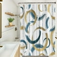 thumbnail image 1 of Abstract Geometric Shower Curtains Blue Brown Circle Round Pattern Polyester Fabric Bath Curtains Waterproof for Modern Bathroom Decor Set with Hooks 72"W x 78"L (Pack of 1), 1 of 6
