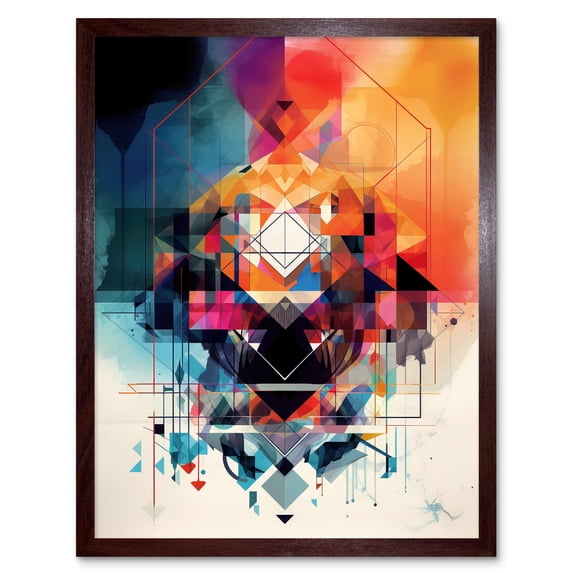 Abstract Geometric Spectral Prism Kaleidoscope Colour Light Shapes Modern Watercolour Illustration Art Print Framed Poster Wall Decor 12x16 inch