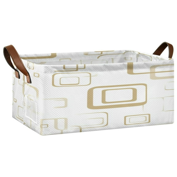 Abstract Geometric Square Open Home Storage Bins Foldable Metal Frame Shelf Baskets 16.9x11.4x7.7in Water-Resistant