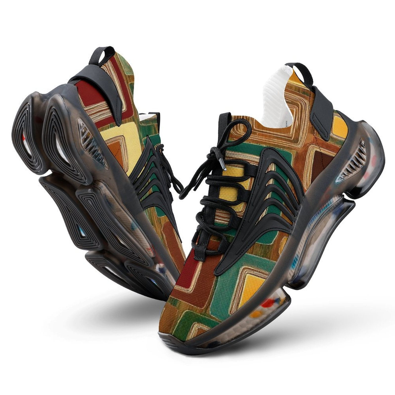 Abstract Geometric Square Pattern Rug Walking Shoes for Men Woman ...