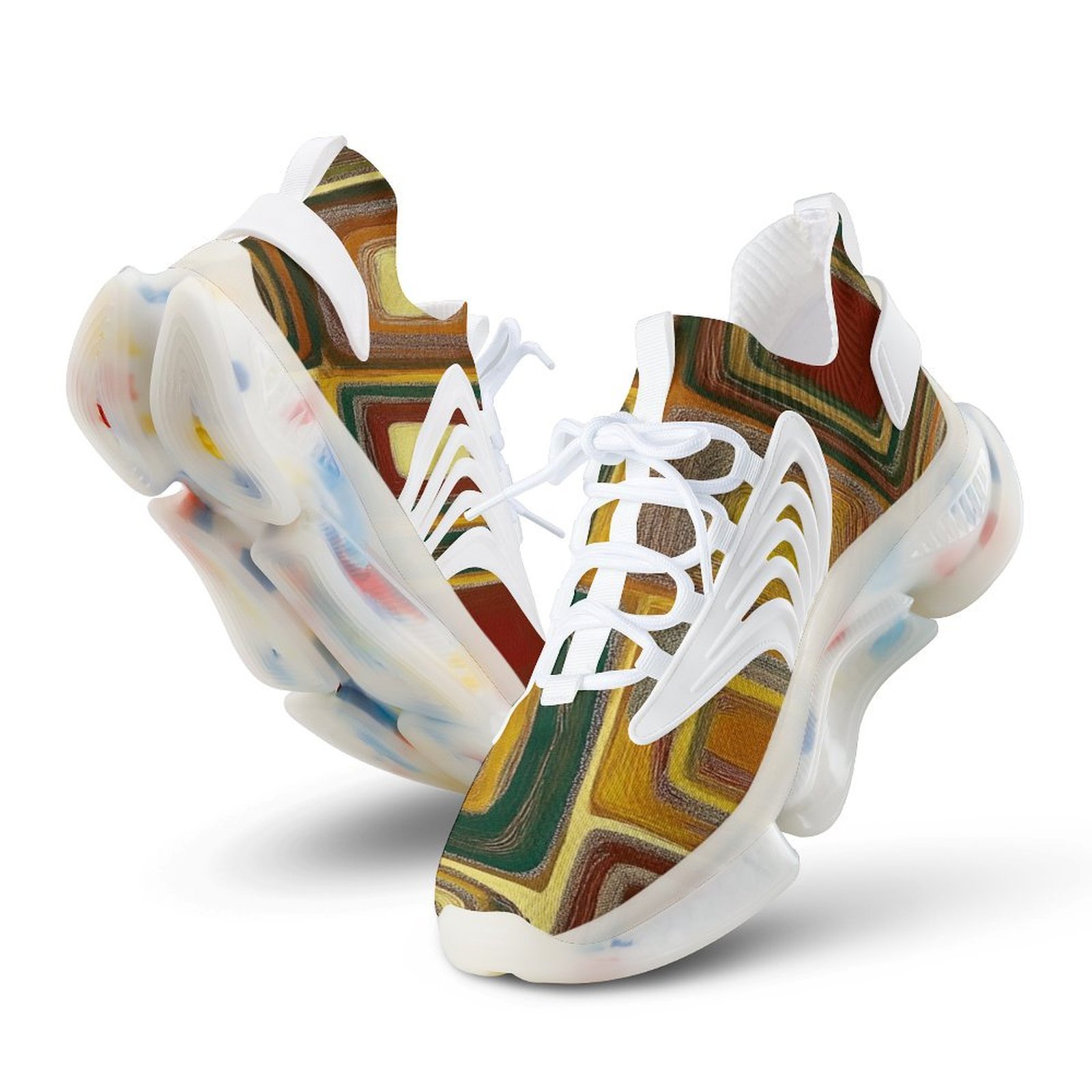 Abstract Geometric Square Pattern Walking Shoes for Men Woman ...