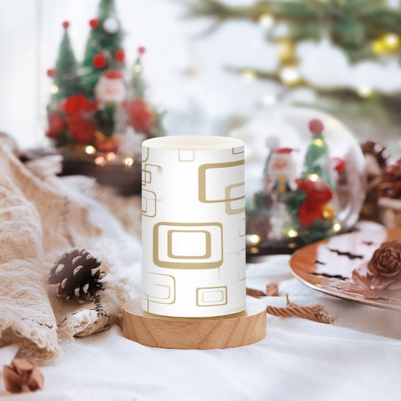 Abstract Geometric Square Set of 2 Flameless LED Candles Remote and Timer Indoor Outdoor