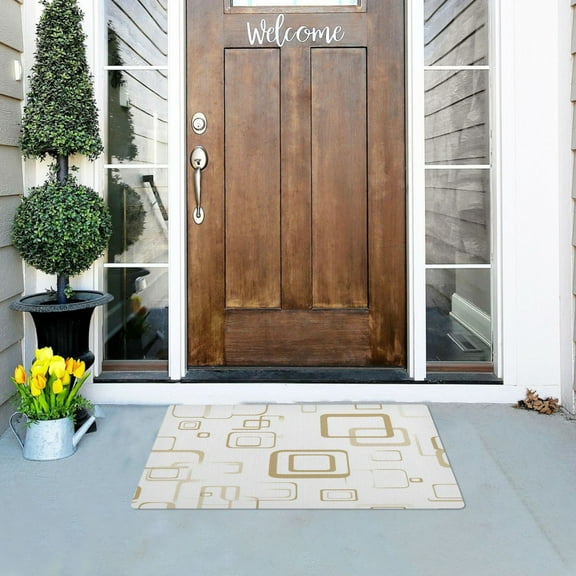 Abstract Geometric Square Versatile Absorbent Door Mat, Non-Slip, Easy to Clean 32''x20''