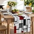 thumbnail image 1 of Abstract Geometric Squares Table Runner-90 Inch Long Black Red Modern Line Art Table Runners Linen Burlap Tablerunner for Kitchen Dining Room Holiday Party, 1 of 9