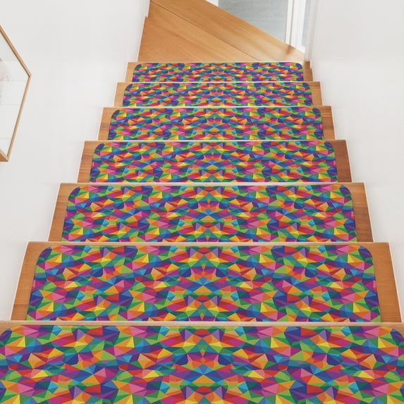 Abstract Geometric Stair Treads Non Slip for Steps Color Modern ...