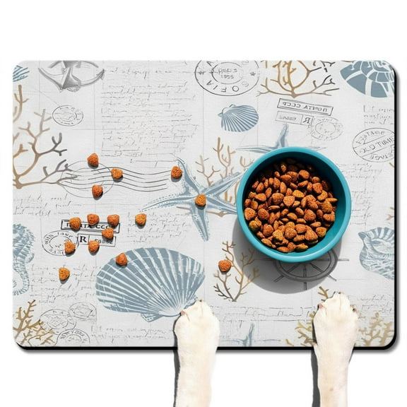Abstract Geometric Starfish Dog Food Mat - Waterproof Pet Feeding Pad - Eco-Friendly & Safe for All Pets