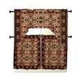 thumbnail image 1 of Abstract Geometric Swag Valance and Tier Curtains Set Dots and Wireframe Flowers Kitchen Curtains 3 Piece Set Rod Pocket Panels for Bedroom Cafe Swag Valances and 36 inches Tiers, 1 of 6