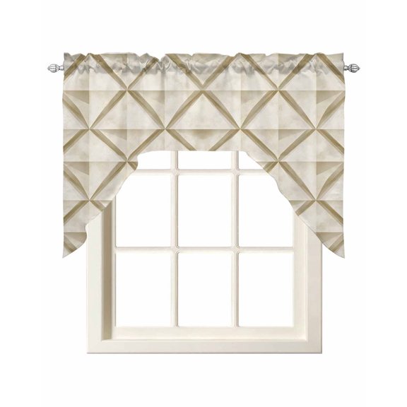 Abstract Geometric Swag Valances for Windows, Small Curtains Drapes, Vintage Chic Hexagon Simplistic Kitchen Window Curtains Over Sink Rod Pocket Window Treatment Valance for Bedroom/Bathroom 56"x36"