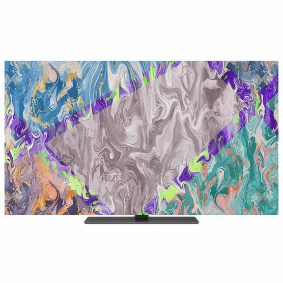 Abstract Geometric TV Dust Cover,Stretchable TV Screen Desktop Computer Protector Cover,Modern Marble Abstract Art Aesthetics Television Dustproof Slipcover for 19–24 Inch Flat or Curved TVs
