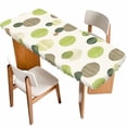 thumbnail image 1 of Abstract Geometric Table Cloths for 8 Foot Rectangle Tables, Farmhouse Vintage Polka Dot Green Patio Waterproof Elastic Fitted Tablecloths, Washable Rectangular Table Cover for Camping, 1 of 8