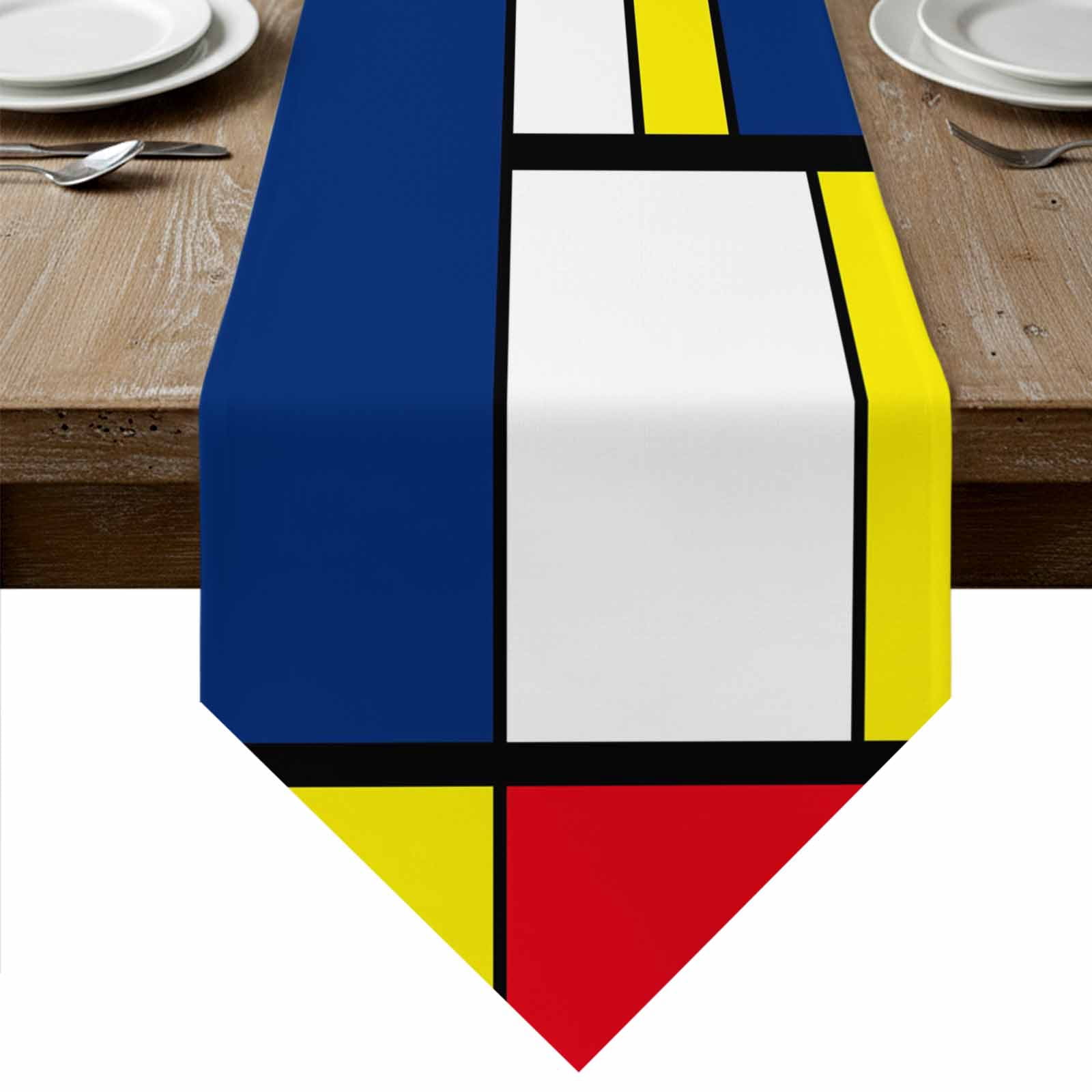 Abstract Geometric Table Runner Linen Burlap Table Runner 72 Inches ...