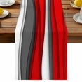 Abstract Geometric Table Runner, Red Gray Gradient Waves Contemporary ...