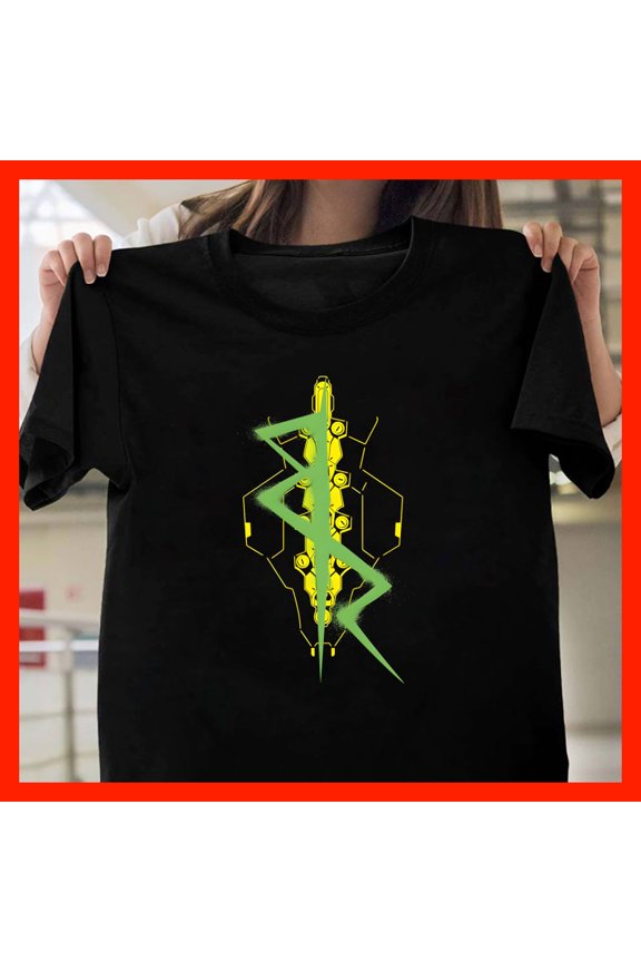 Abstract Geometric Tech Lightning Bolt T-Shirt, Futuristic Graffiti Style Tee T170, for men and women, Extended Sizes Up to 5XL