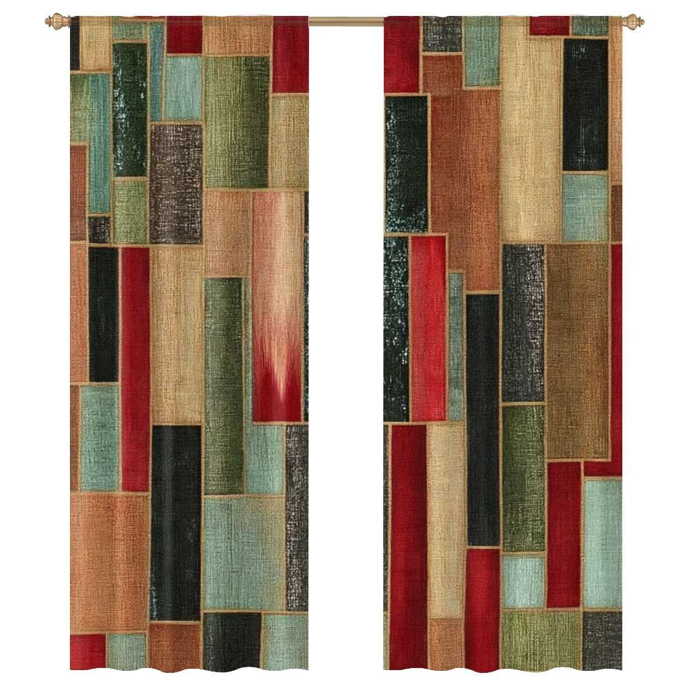 Abstract Geometric Textile Pattern Tulle Curtains For Living Room ...
