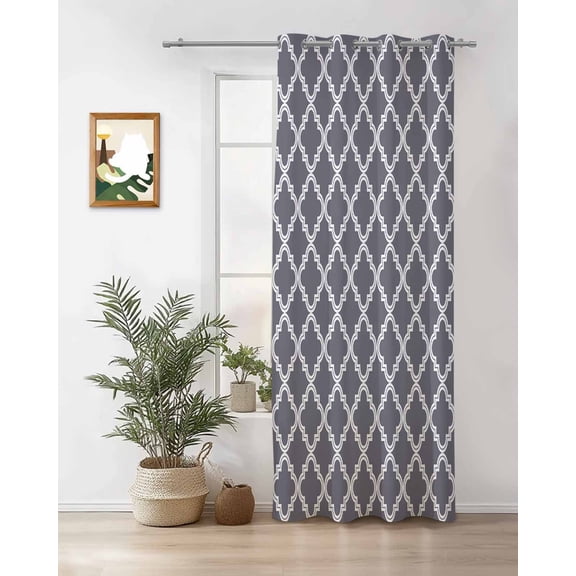 Abstract Geometric Thermal Insulated Blackout Curtains for Bedroom 90 Length Dark Grey Moroccan Trellis Room Darkening Curtain 1 Panel Grommet Window Curtain Drape for Living Room Nursery Room