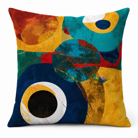 Abstract Geometric Throw Pillow Cover, Colorful Modern Accent Cushion Cover