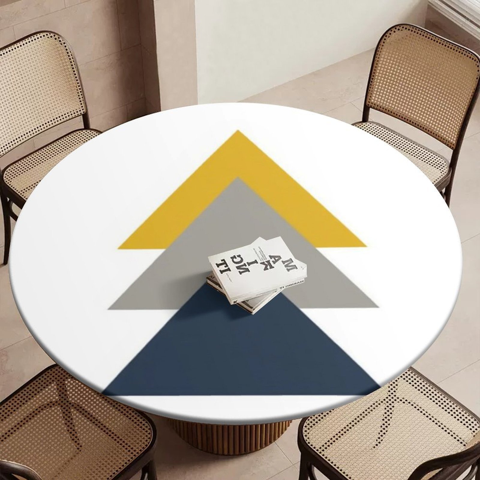 Triangular Table Drape Abstract Geometric Triangle Art Round Table Cover Kitchen Printed ...