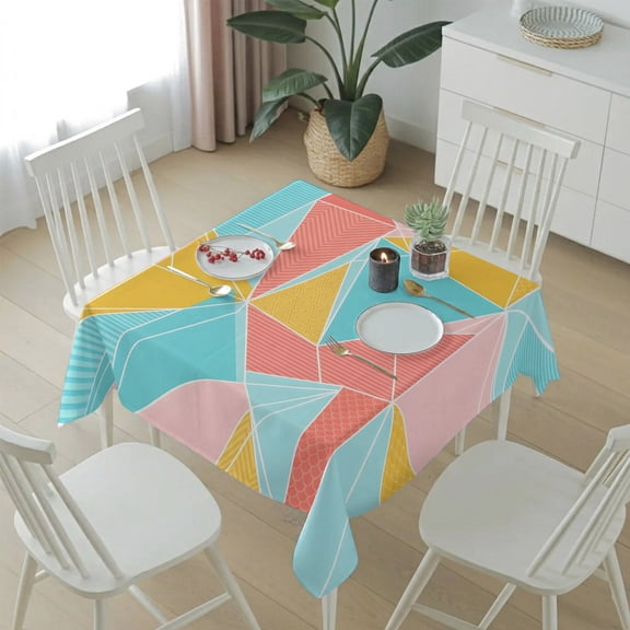 Abstract Geometric Triangle Table Cloth 54x54in, Waterproof Square Tablecloth Wipeable Tablecloths Modern Aesthetic Art Table Covers for Dining Tables Party Indoor Outdoor