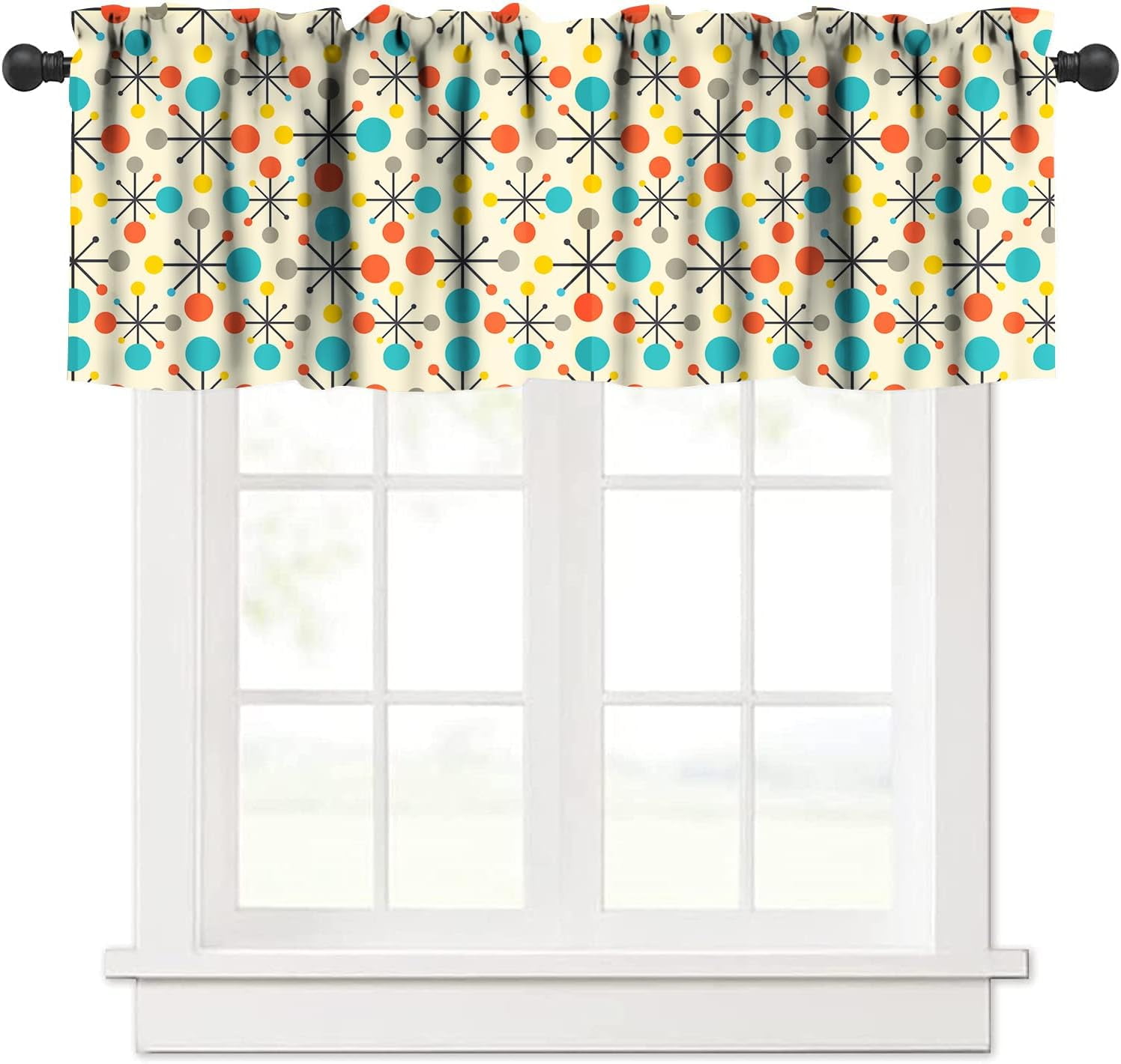 Abstract Geometric Valances Curtain,Mid Century Fifties Modern Retro ...