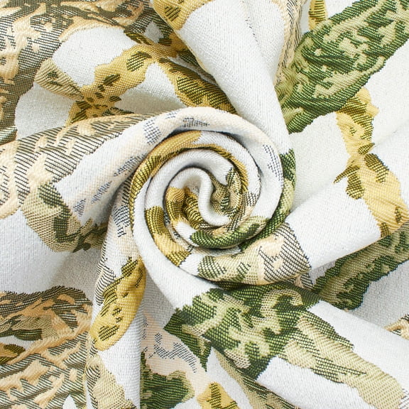 Abstract Geometric Vine Extra Wide Heavyweight Polyester Upholstery Jacquard Fabric By The Yard - For Sewing Curtains, Home Décor, Table Covers, & More - Spring (1 Yard)