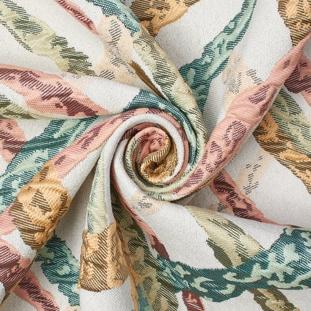 Abstract Geometric Vine Extra Wide Heavyweight Polyester Upholstery Jacquard Fabric By The Yard - For Sewing Curtains, Home Décor, Table Covers, & More - Summer (1 Yard)