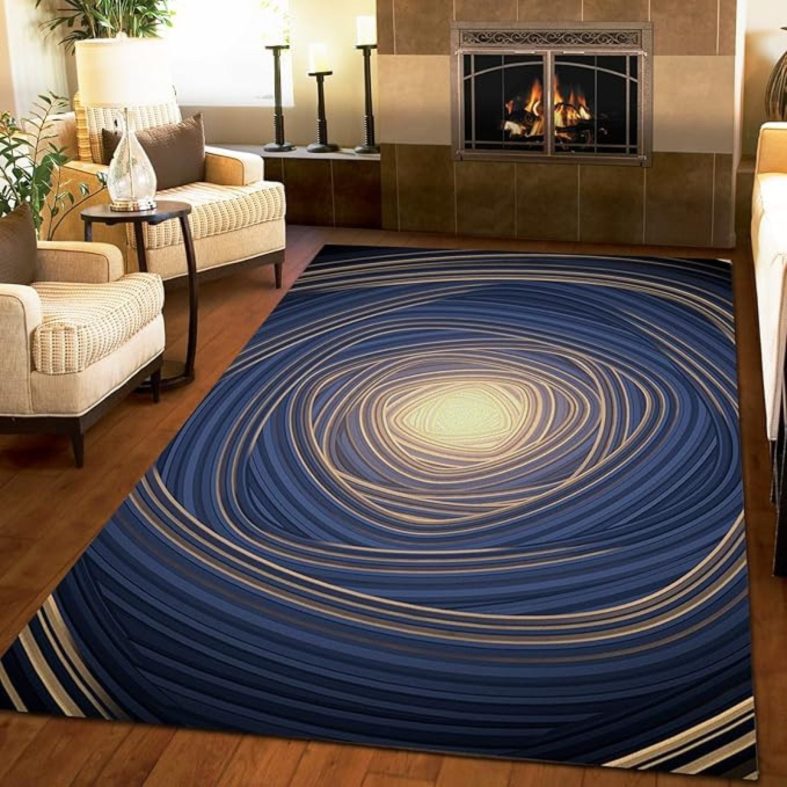 Abstract Geometric Vortex Area Rug, Optical Illusion Non Slip Print ...