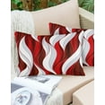 thumbnail image 1 of Abstract Geometric Wave Stripes Outdoor Pillow Covers Set of 2,Decorative Waterproof Throw Pillow Case,Burgundy Red White Gradient Cotton Linen Soft Cozy Cushion Pillowcases, 1 of 7