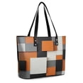 thumbnail image 1 of Abstract Geometric in Orange White Black Grey Woman Leather Handbags Large Tote Bag Fashion Portable Handbags With Zipper, 1 of 7