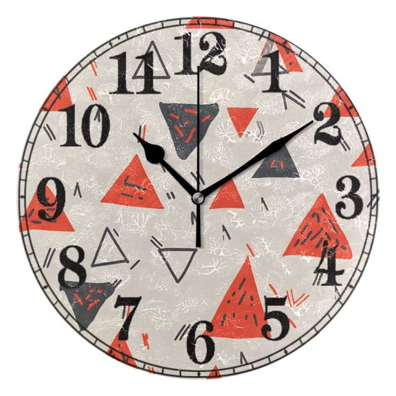 Abstract Geometrical Art Print Silent Wall Clock 10" Non-Ticking Battery Clock