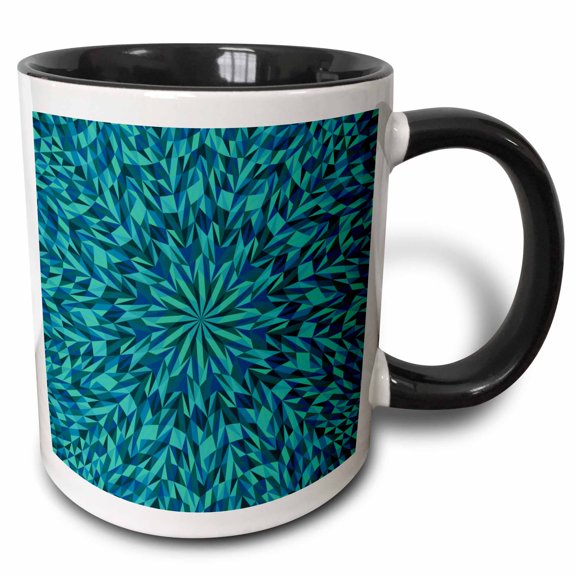 3drose, Abstract Geometrical Dynamic Colorful Circular Tile Mosaic Background, 11oz Two-tone Black Mug