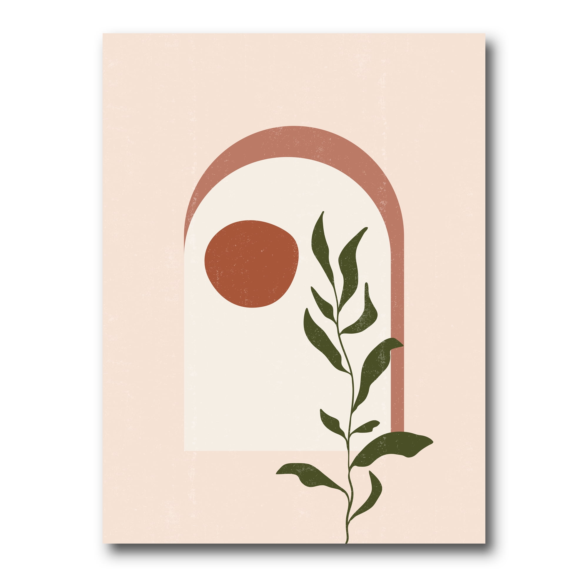 Abstract Geometrical Leaf With Moon III 12 in x 8 in Painting Canvas Art Print, by Designart