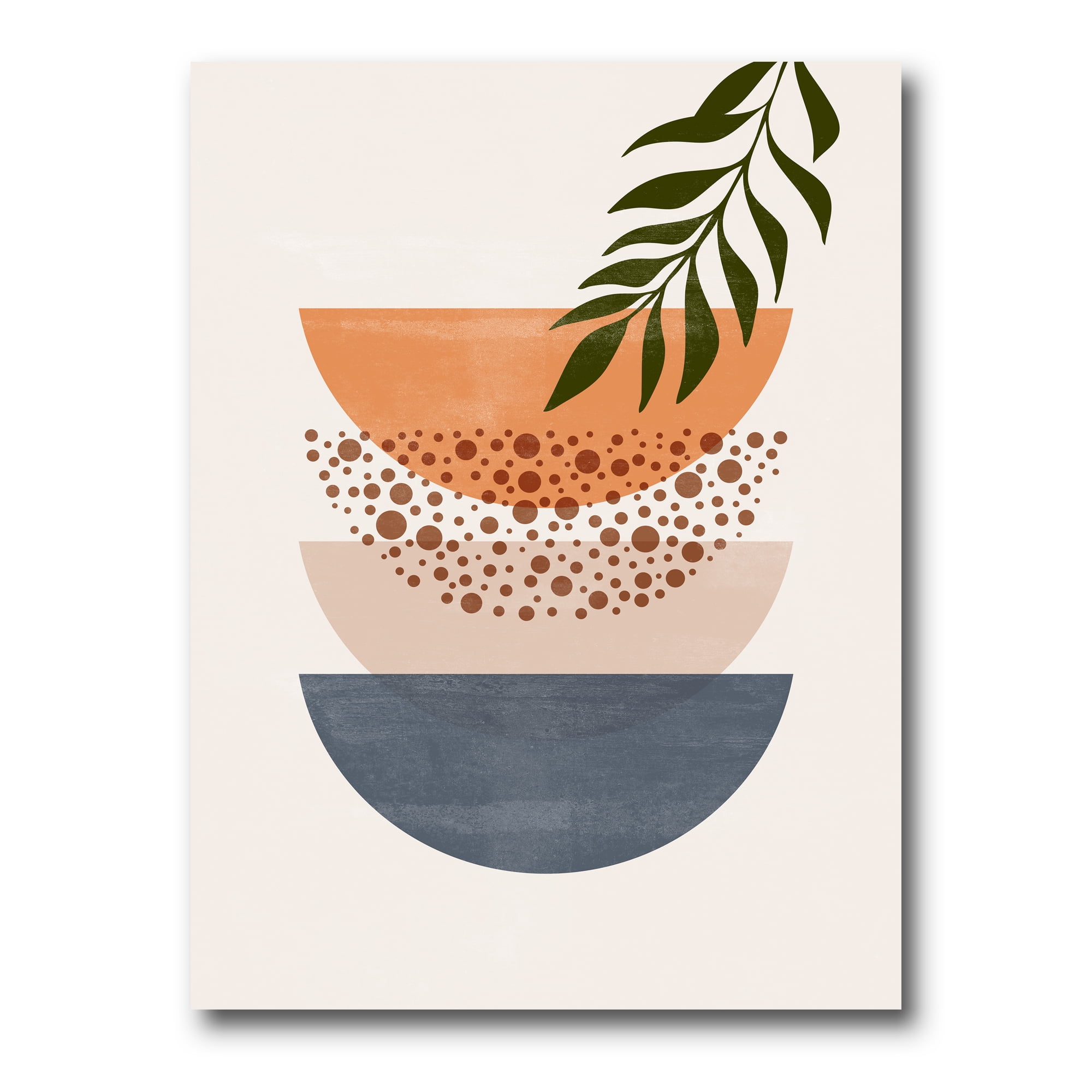Abstract Geometrical Moon and Sun With Leaf III 30 in x 40 in Painting Canvas Art Print, by Designart