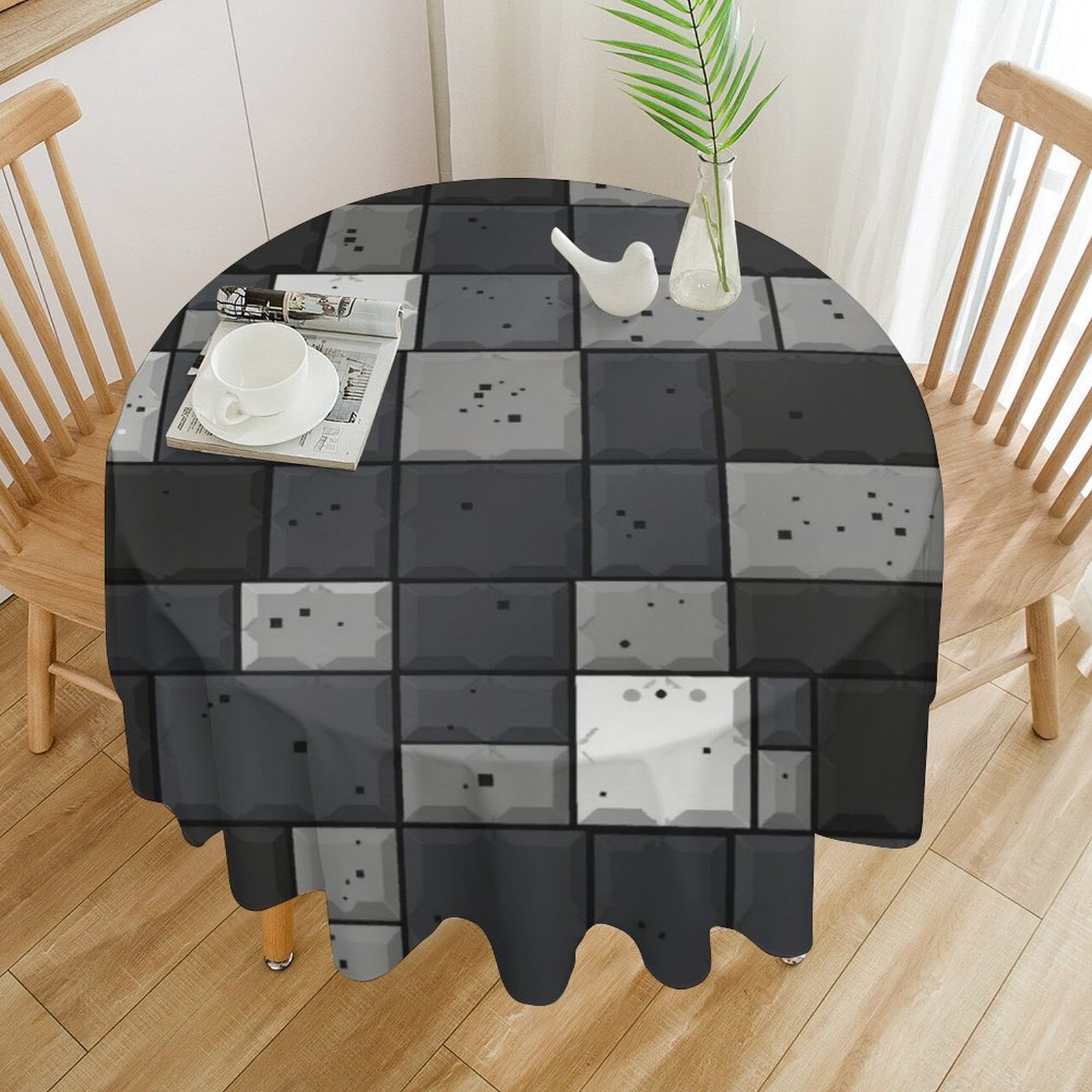 Abstract Geometrical Table Cloth Round PVC Wedding Kitchen Dining Desk ...