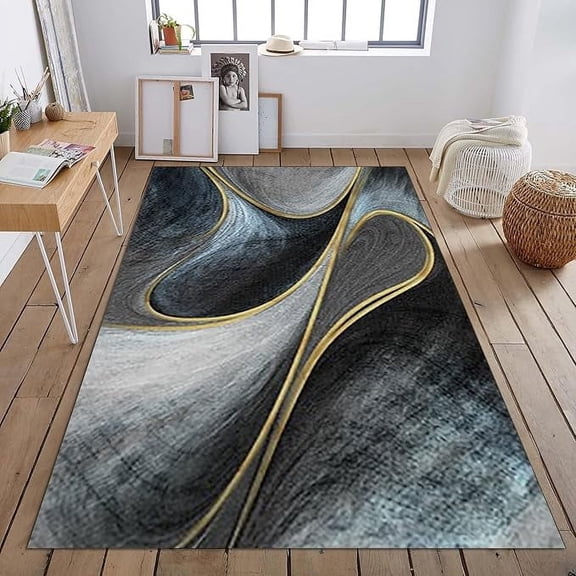 Abstract Geometry Art Area Rug, 3D Vortex Illusion Soft Washable Carpet, Easy Clean Rug For Boys And Girls Nursery Bed Living Room Carpets Nursery Decor Rugs 4 x 6ft