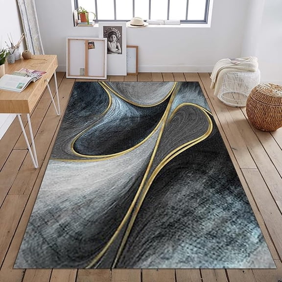 Abstract Geometry Art Area Rug, 3D Vortex Illusion Soft Washable Carpet, Easy Clean Rug For Boys And Girls Nursery Bed Living Room Carpets Nursery Decor Rugs 5 x 8ft