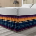 thumbnail image 1 of Abstract Geometry Bed Skirt, Repetitive Colorful Waves Style Inspired Illustration, Elastic Bedskirt Dust Ruffle Wrap Around for Bedding Decor, 4 Sizes, Dark Purple Pale Orange, by Ambesonne, 1 of 2