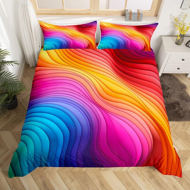 Abstract Geometry Bedding Set King Red Blue Yellow Duvet Cover